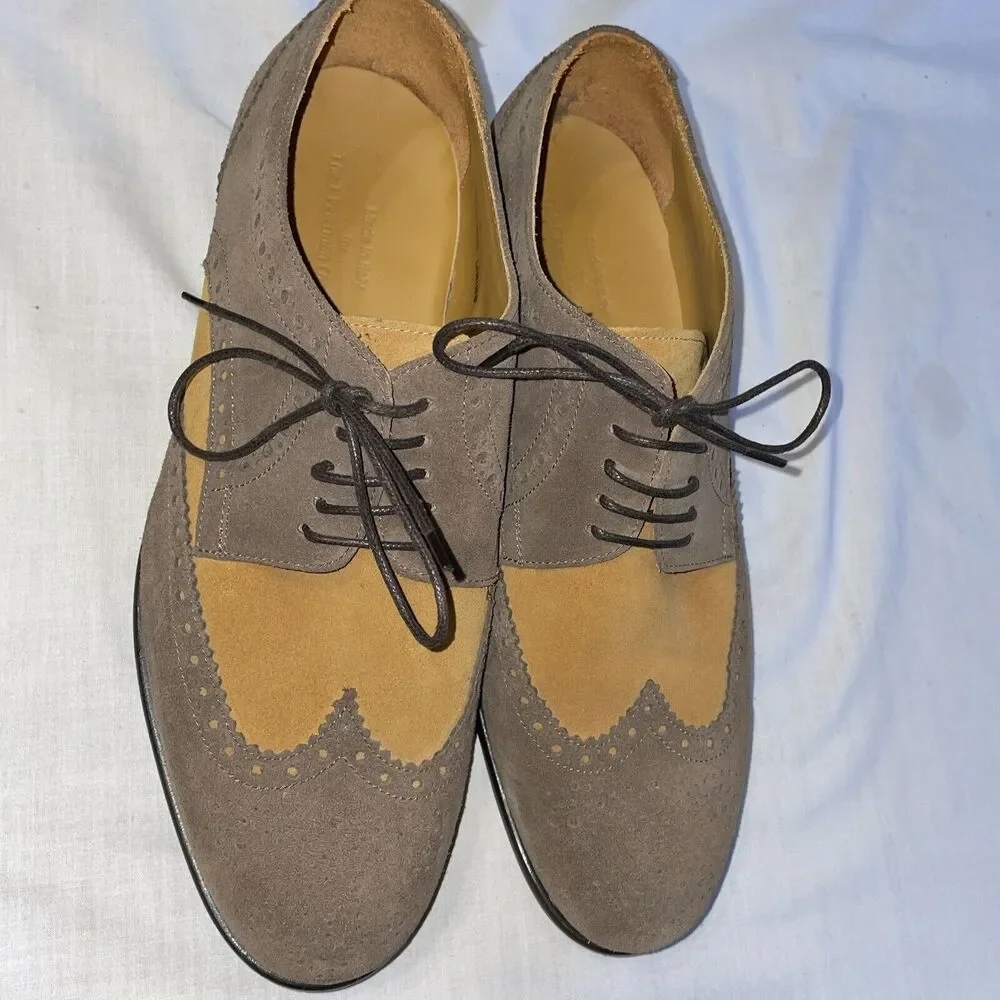 The J. Peterman Company Men’s Wingtip Oxfords Sz 9 M Brown Tan Leather Going Out